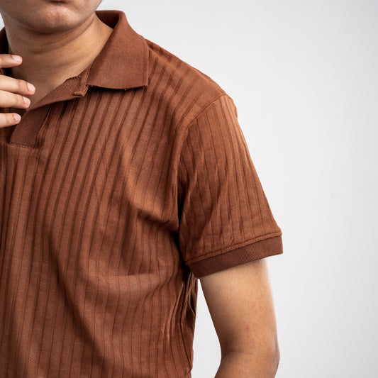 The "Sienna" Textured Open-Collar Polo