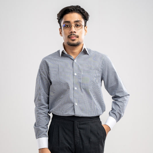 Premium White Collar Cuff Formal Shirt Ash