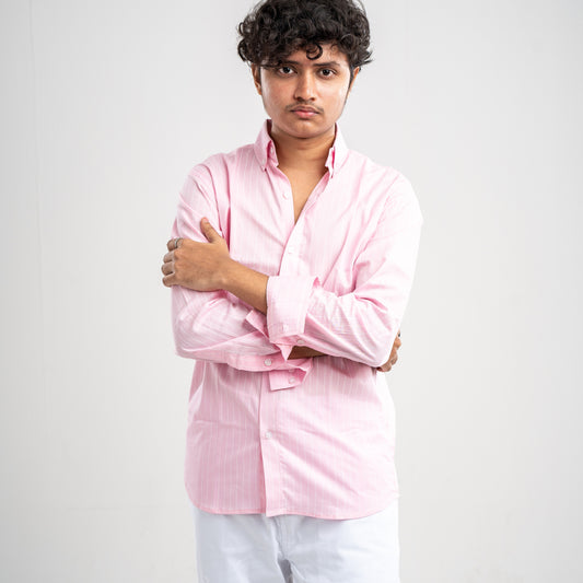 Obsidian Pinstripe Classic Pink Shirt