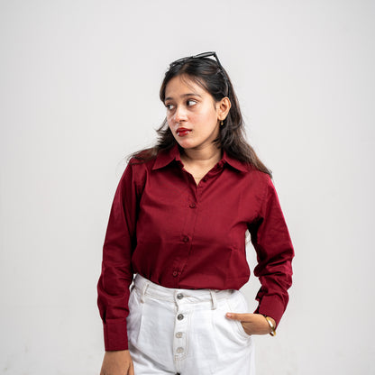 Maroon Aura Tailored Shirt