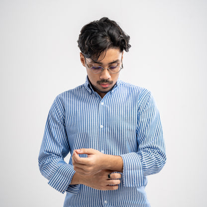 Obsidian Pinstripe Classic Blue Shirt