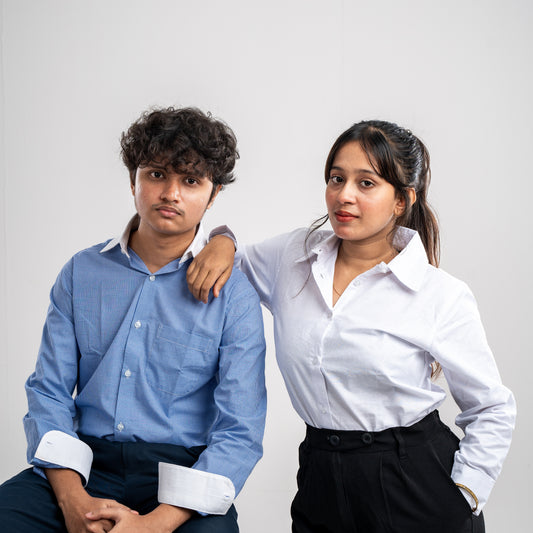 Premium White Collar Cuff Formal Shirt – Blue