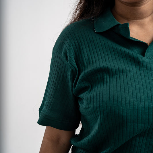 The "Veridian" Ribbed Knit Polo