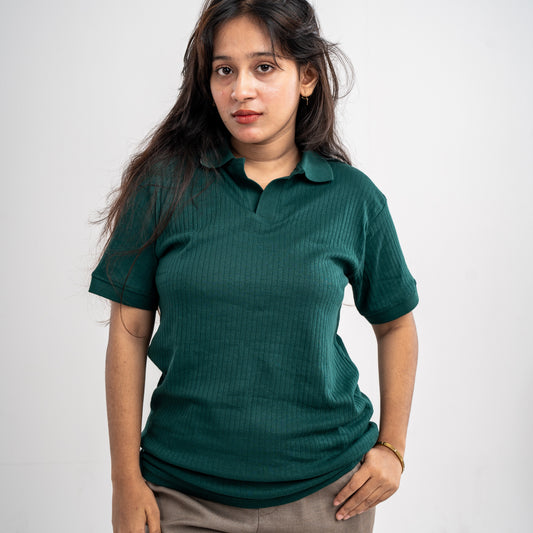 The "Veridian" Ribbed Knit Polo
