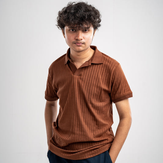 The "Sienna" Textured Open-Collar Polo