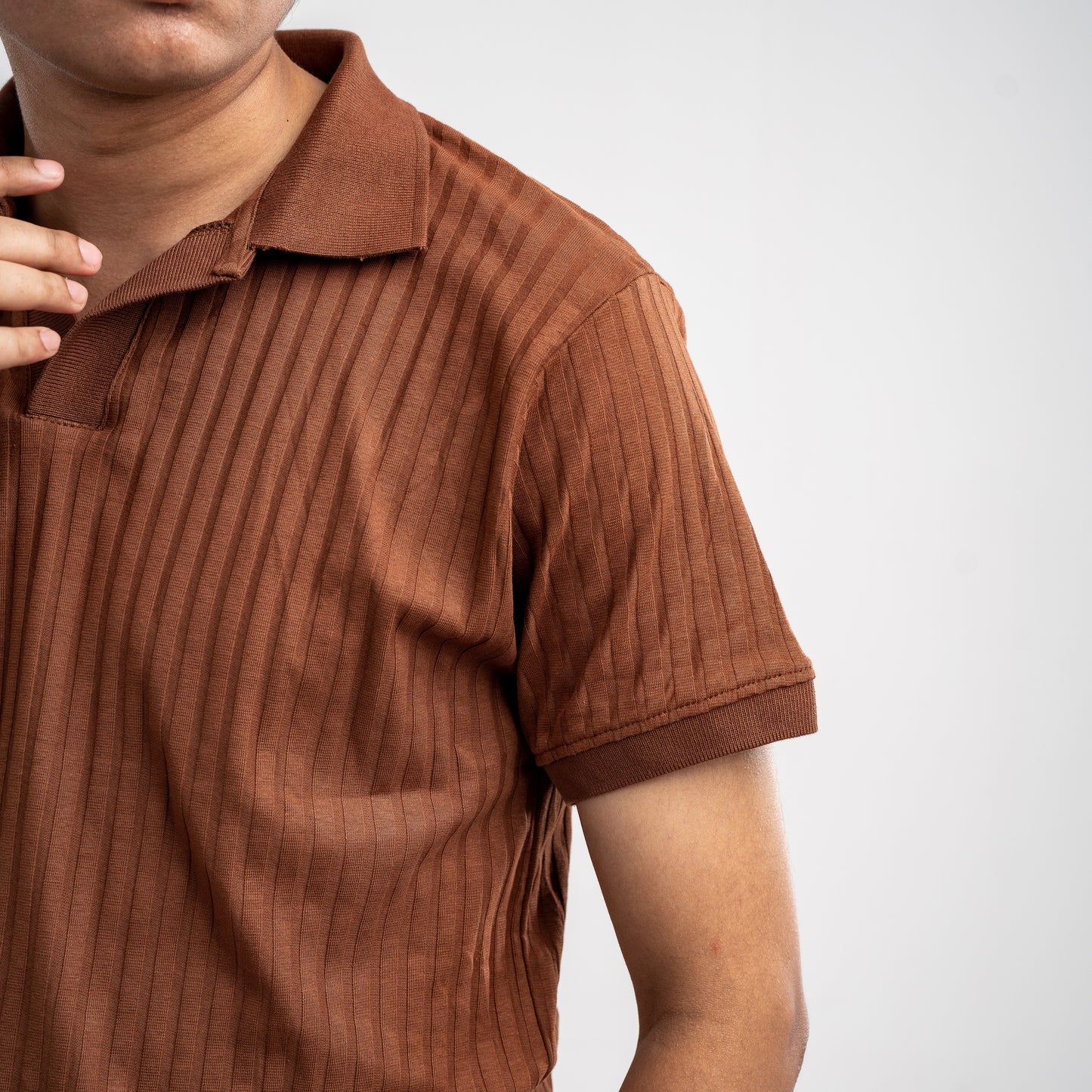 The "Sienna" Textured Open-Collar Polo