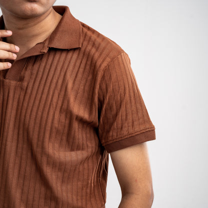 The "Sienna" Textured Open-Collar Polo